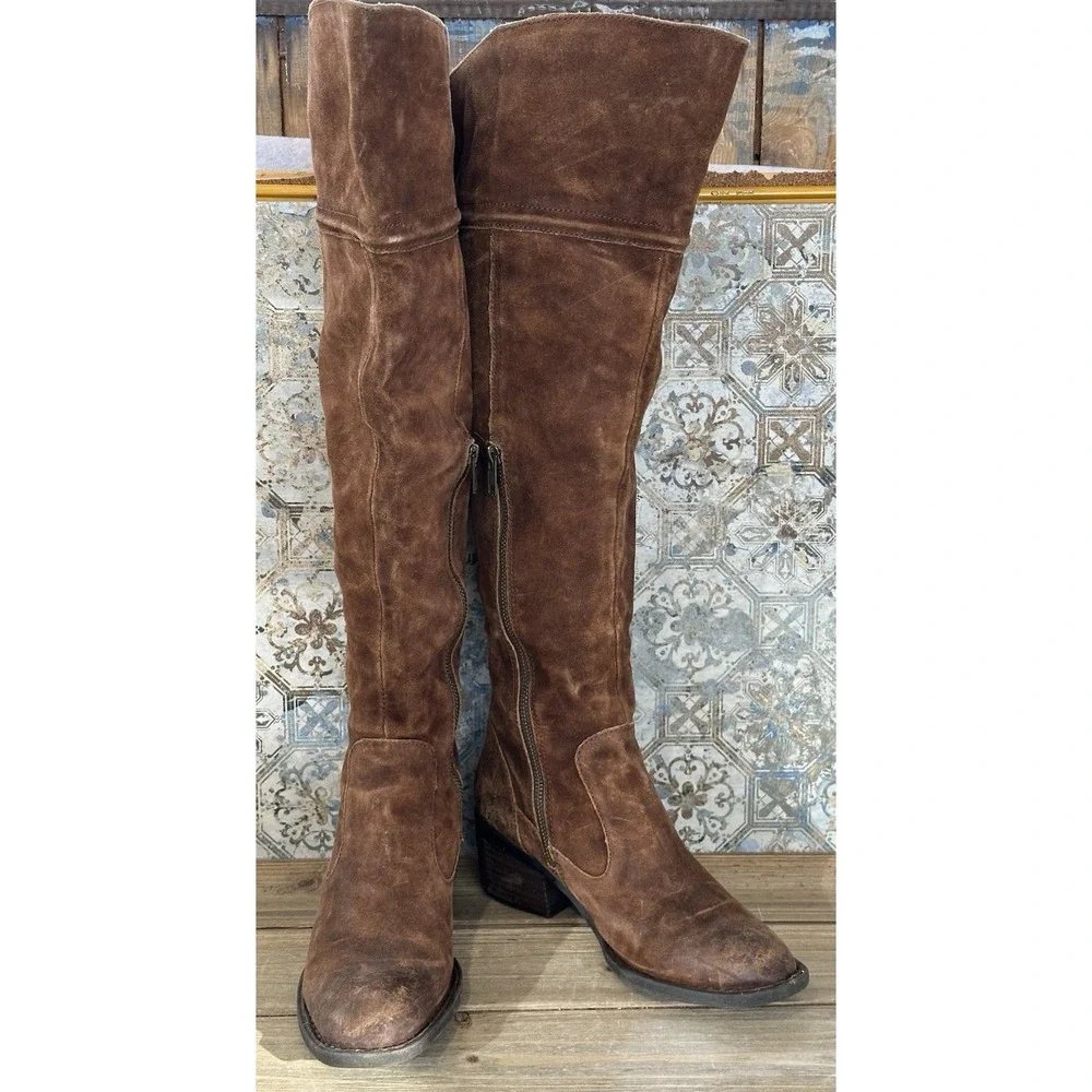 Born Over Knee Suede Boots BOHO Women's Caramel Brown Sz 7 M